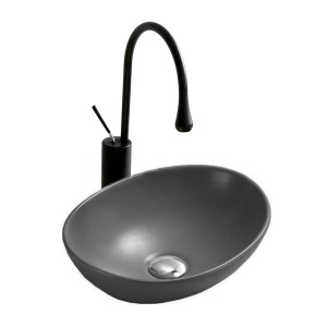 Lavoar De Blat PRO VERA DARK GREY, Dimensiuni 40.5 X 33 X 14 Cm, Forma Rotunda, Ceramica Sanitara, Gri Inchis, Finisaj Mat - Img 1