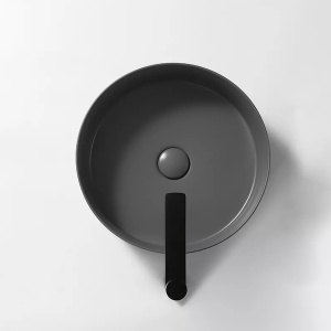 Lavoar De Blat PRO VERONA, Dimensiuni 36 X 36 X 12 Cm, Forma Rotunda, Ceramica Sanitara, Gri Inchis - Img 8