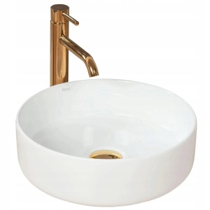 Lavoar De Blat REA SAMI, Dimensiuni 36 X 36 X 11.5 Cm, Forma Rotunda, Ceramica Sanitara, Alb - Img 1