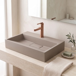 Lavoar din compozit Rea Goya taupe mat 60 cm - Img 3