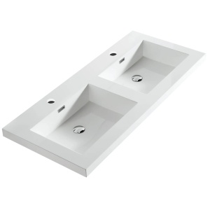 Lavoar dublu incastrat in blat, alb cu gaura robinet Veldman Lotus 120 x 46 cm - Img 2
