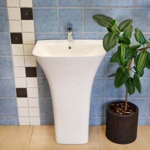 Lavoar freestanding Fluminia Aramis back-to-wall alb - Img 2