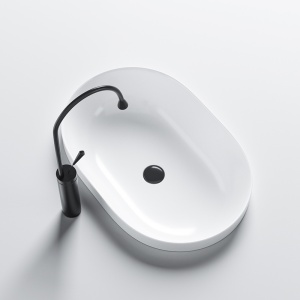 Lavoar oval alb cu fixare pe blat Nel White Gloss 59 x 40 cm - Img 5