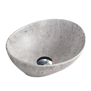 Lavoar oval cu fixare pe blat, din ceramica, Lumo Grey matt 40 x 33 cm - Img 12