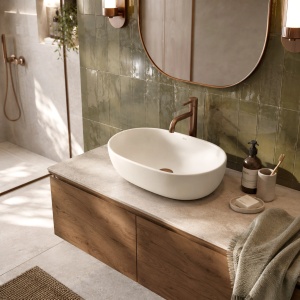 Lavoar oval cu montaj pe blat Rea Focus Creme - Img 6