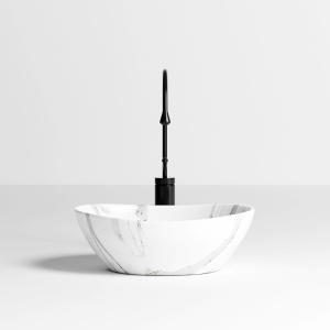Lavoar oval din ceramica cu fixare pe blat Lumo White Gloss 40 x 33 cm - Img 4