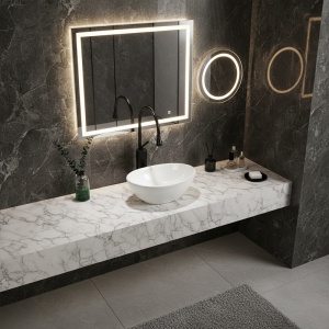 Lavoar oval din ceramica cu fixare pe blat Lumo White Gloss 40 x 33 cm - Img 4