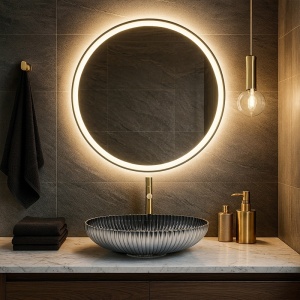 Lavoar oval din sticla cu caneluri Brillant Platinium Black Gloss 51 x 35 cm - Img 16