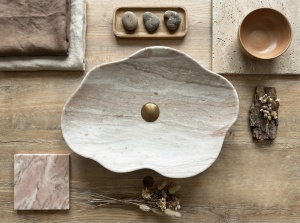 Lavoar pe blat asimetric imitatie piatra Rea Pearl Saturn - Img 8