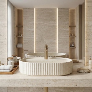 Lavoar pe blat cu orificiu baterie Rea Marcela 60 Vanilla - Img 2