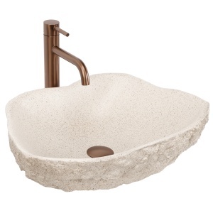 Lavoar pe blat Rea Isla Warm Beige cu textura de piatra naturala - Img 2