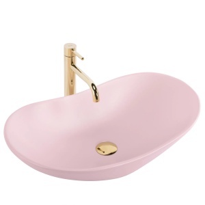 Lavoar pentru blat oval cu finisaj mat Royal Powder Pink Matt roz - Img 3