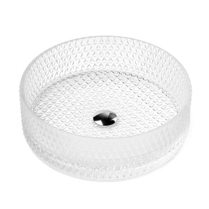 Lavoar rotund din sticla alb-transparenta si texturata cu montaj pe blat Brillant 40 x 12 cm