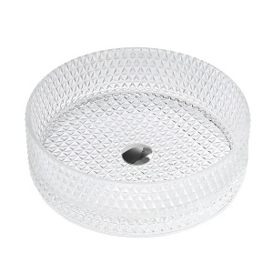 Lavoar rotund din sticla transparenta si texturata cu montaj pe blat Brillant 40 x 12 cm