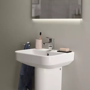 Lavoar suspendat Ideal Standard i.life B alb lucios SmartGuard 45 cm cu orificiu baterie si preaplin - Img 8