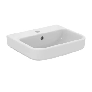 Lavoar suspendat Ideal Standard i.life B alb lucios SmartGuard 45 cm cu orificiu baterie si preaplin - Img 1