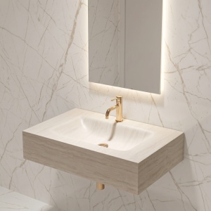 Lavoar suspendat Rea Apollo Muralto Roma 80 conglomerat cuart mat 80 cm - Img 4