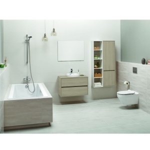 Mobilier baie suspendat Cersanit Crea pentru lavoar pe blat stejar 80 cm - Img 4