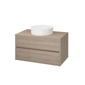 Mobilier baie suspendat Cersanit Crea pentru lavoar pe blat stejar mat 100 x 45 cm