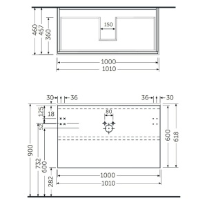 Mobilier baie suspendat pentru lavoar RAK Ceramics Joy gri lucios 100 cm - Img 2