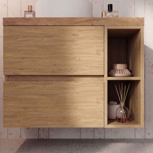Mobilier suspendat pentru lavoar Fluminia Genova 60 x 46 cm rovere naturale - Img 8