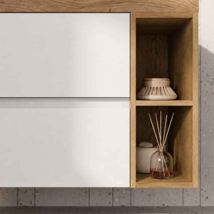Mobilier suspendat pentru lavoar Fluminia Genova alb lucios 80 x 46 cm - Img 10