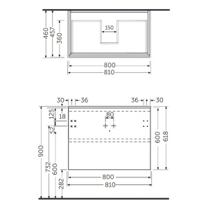 Mobilier suspendat pentru lavoar RAK Ceramics Joy alb lucios 80 cm - Img 2