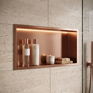 Nisa Incastrata de Perete cu LED 30x60 cm, Otel Inoxidabil AISI 304, Cupru Periat - Img 3