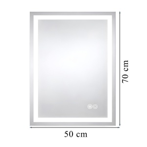 Oglinda de baie dreptunghiulare cu LED in 3 culori si anti aburire Bella 50 x 70 cm - Img 8