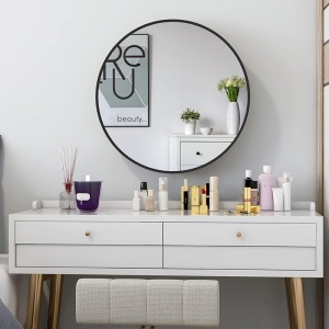 Oglinda de baie rotunda cu rama neagra din aluminiu Ceres 60 cm - Img 12