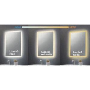Oglinda Fluminia, Cleopatra-120, dreptunghiulara, cu iluminare LED si lupa cosmetica - Img 3