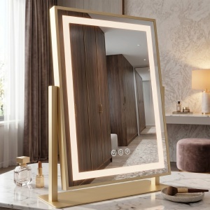 Oglindă LED Lumi Gold 30x40cm cu 3 temperaturi de culoare - Img 5