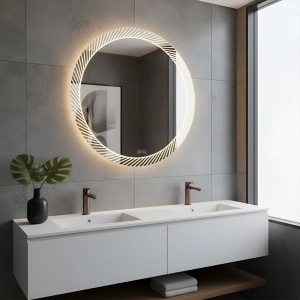 Oglinda LED rotunda cu 3 tipuri de lumina si dezaburire Aurora 60 cm - Img 3