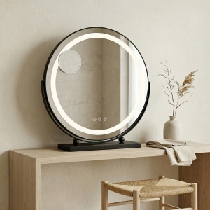 Oglindă LED rotunda pentru Make-Up, Black 50 cm - Img 2
