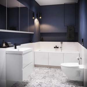 Pachet vas wc suspendat Cersanit Moduo, capac softclose si set dus igiena intima negru cu baterie incastrata Invena Bidetta - Img 3