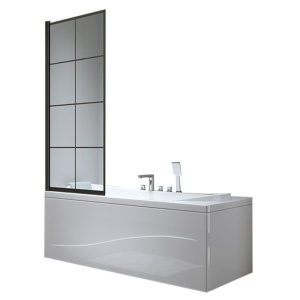 Paravan de cada PR02, Dimensiune 70x140cm, Sticla securizata 6mm, Culloare Negru - Img 1