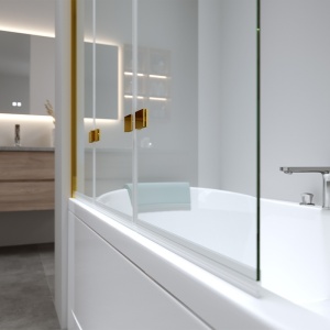 Paravan de cada PR05, Dimensiune 100x140cm, Sticla securizata 6mm, Culoare Auriu - Img 4