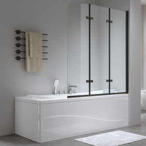 Paravan de cada PR05, Dimensiune 100x140cm, Sticla securizata 6mm, Culoare Negru - Img 5