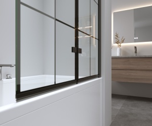 Paravan de cada PR06, Dimensiune 100x140cm, Sticla securizata 6mm, Culoare Negru - Img 7
