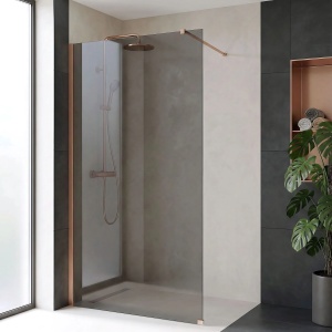 Paravan de dus Rea Flexi Grey / Brush Copper 100 - Img 5