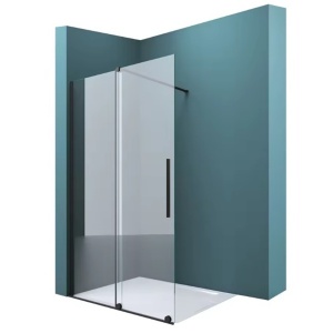 Paravan de dus tip Walk-in Odea Black, Dimensiuni la Alegere, Sticla Securizata 8mm - Img 1