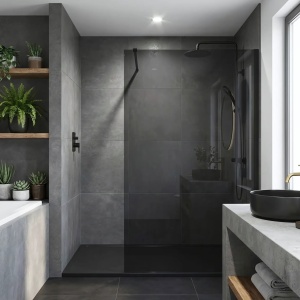 Paravan de dus walk-in Rea Flexi Grey - Black 110 - Img 5