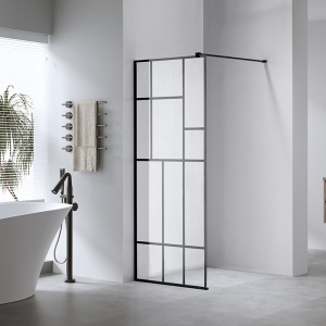 Perete de dus din sticla securizata 8mm cu rame negre SH05B 80 x 2000 cm - Img 5