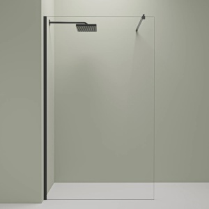 Perete de dus Walk-In 100 cm cu profil negru si sticla securizata 8mm PRO100 Black - Img 2