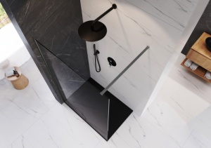 Perete de dus Walk-In Veldman Lugo 60x195 cm, Sticla securizata 8 mm, Profil Titan Periat - Img 3