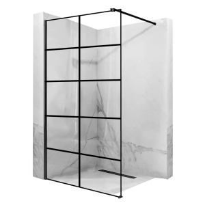 Perete dus Walk-In, REA BLER-1 BLACK, sticla securizata 8 mm, 90X195 cm