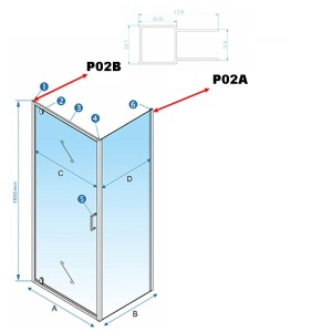 Profil de extensie pentru cabine de duș KZ04, KZ05, KZ06 și KZ07, finisaj negru mat, model P02B - Img 5