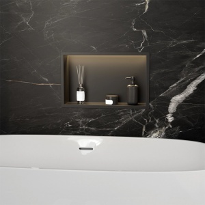 Raft de baie incastrat in perete, cu LED, 30 x 45 cm, Black - Img 5