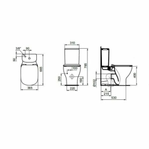 Rezervor pe vas wc Ideal Standard Tesi cu alimentare inferioara - Img 2