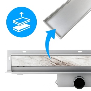 Rigola de duș liniară cu sifon fix si montaj pe perete Wall DL09 50 cm – Inox - Img 9